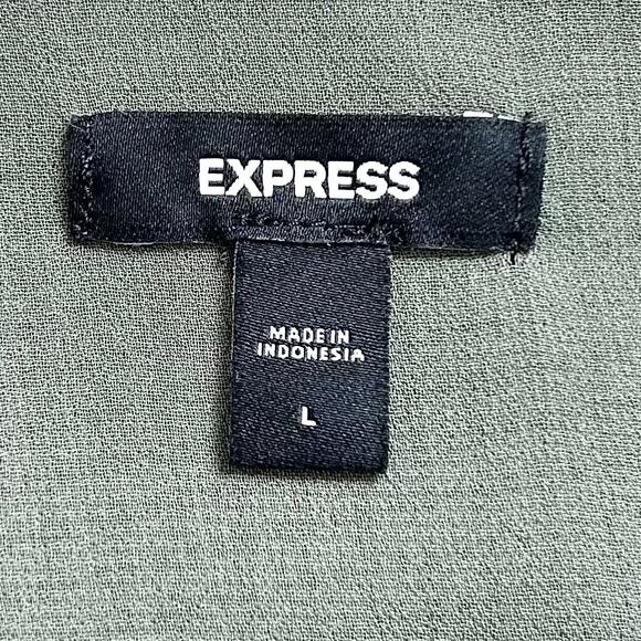 Express Olive Green Polka Dot Satin Ruffle V-Neck Camisole - Picture 7 of 8